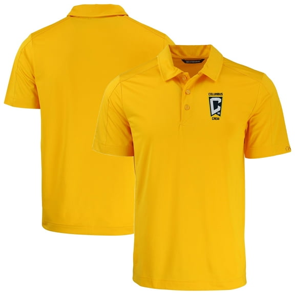 Men's-Cutter & Buck Gold Columbus Crew Prospect Eco Textured Stretch Recycled Polo