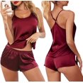 thumbnail image 1 of Conjunto de Pijama de satén de encaje para mujer, ropa de dormir Sexy, Tops sin mangas y pantalones cortos, conjuntos de 2 piezas qym unisex, 1 of 2