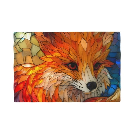 

Placemats Set of 4 / 6 Vintage Stained Glass Fox Placemats for Dining Table Indoor/Outdoors Heat Resistant Washable Placemats 18 x 12