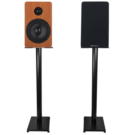 Pair Rockville RockShelf 58C Classic 5.25" Home Bookshelf Speakers w/37" Stands