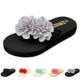 thumbnail image 4 of Beach Flower Flip Flop Dressy Sandals for Women 2025 Boho Summer Floral Dress Slides Platform Slip on Sandals, 4 of 6