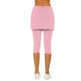 thumbnail image 4 of Wyobmus Women Tennis Skirted Leggings Comfy High Waisted Capri Yoga Leggings Tennis Skorts Active Gym Capri Tights With Mini Skirt B-Pink, 4 of 6