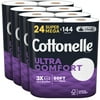 Cottonelle Ultra Comfort Toilet Paper, Strong Toilet Tissue, 24 Super Mega Rolls (24 Super Mega Rolls = 144 Regular Rolls) (4 Packs Of 6), 402 Sheets Per Roll, Packaging May Vary