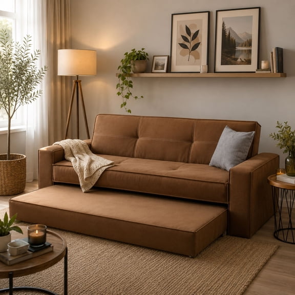 Sofá Cama Confort Clean Café M & E MUEBLES Individual 3 Posiciones Con Cama Oculta