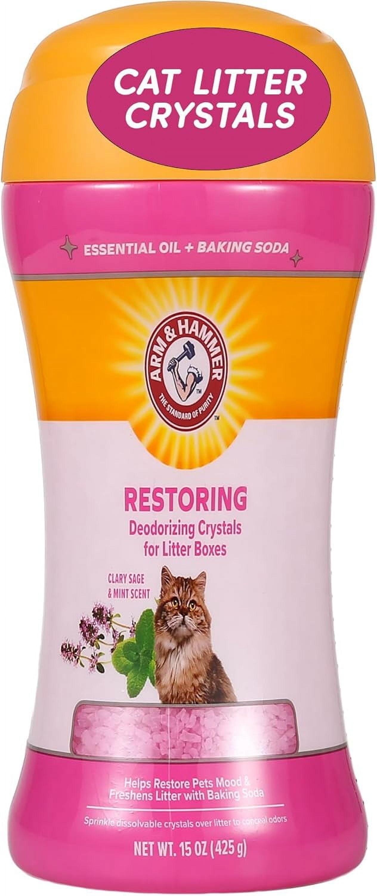 (3 pack) Arm & Hammer Deodorizing Cat Litter Crystals for Litter Boxes, Clary Sage & Mint Scent 15 oz.
