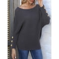 thumbnail image 6 of Women'S Off Shoulder Long Sleeve Solid Color Knitted Sweater Casual Loose Fall Trendy Pullover Tops Gray XXL, 6 of 7