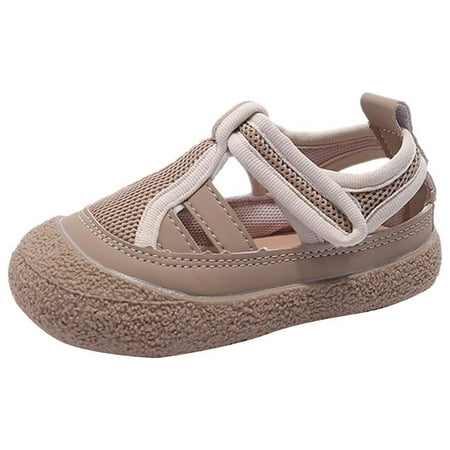

QIANGONG Toddler Shoes Girls Casual Shoes Non Slip Sandals Baby Shoes Hollowed Out Soft Soled Summer Sandals (Color: Khaki Size: 24 )