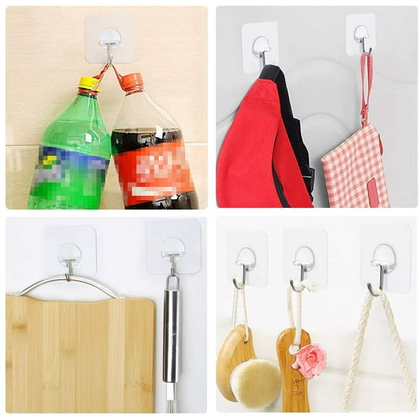 Geecy Adhesive Hooks Heavy Duty Sticky Hooks For Hanging Wall Hangers Without Nails 15 Pounds (Max) 180 Degree Rotating Seamless Adhesive Hooks Bathro
