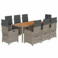 thumbnail image 5 of vidaXL 9 Piece Patio Dining Set with Cushions Gray Poly Rattan, 5 of 12