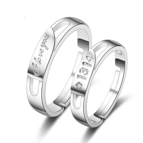 White Copper Couple Rings, Korean Style Electroplated Open Rings for Women and Men, Fashion Jewelry Gift