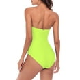 thumbnail image 4 of RELLECIGA Women's Ruched Neck Halter Twist Bandeau One Piece Swimwear Bathing Suits, 4 of 6