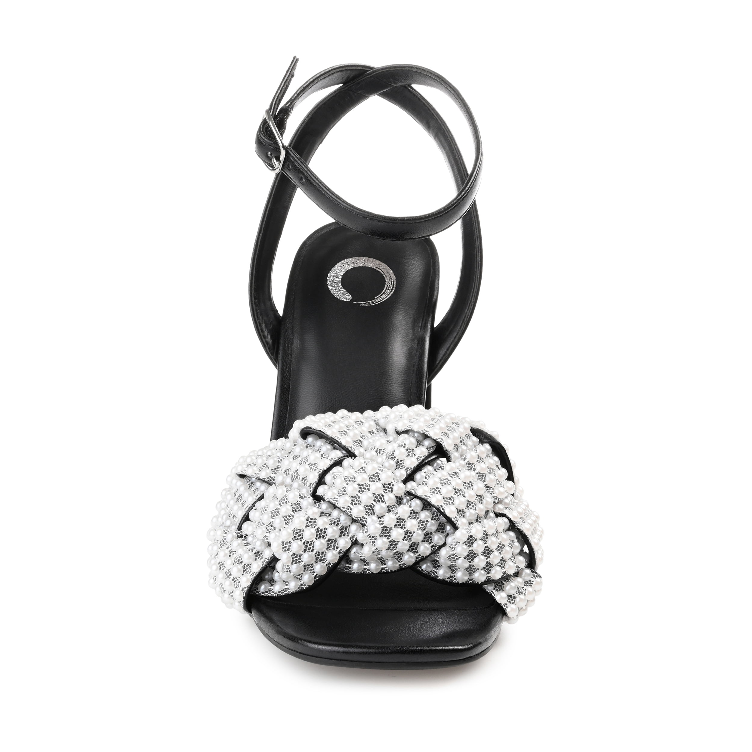 Journee Womens Dua Pearl Accents Block Heel Sandals