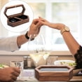 thumbnail image 7 of Wooden Ring Holder Jewelry Storage With Transparent Lid Two Slots Walnut Wedding Ring Container For Couples Portable Couple Rings Holder For Wedding Occasion Home Textile Storage, 7 of 7