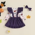 thumbnail image 2 of Baby Girls Halloween Outfits Ghost Pumpkin Long Sleeve Romper Bodysuit and Corduroy Suspender Skirt Overall Dress Set Fall Clothes, 2 of 8
