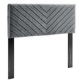 thumbnail image 1 of Pemberly Row Angular Channel Tufted Velvet Full/Queen Headboard in Charcoal, 1 of 11