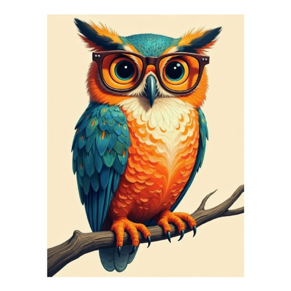 Diamond Art Kit for Adults, Colorful Owl Wearing Glasses Diamond Painting for Adults Beginners, DIY Diamond Art Painting Kits, 5D Diamond Painting Crafts for Home Decor 12x16 Frameless