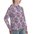 thumbnail image 6 of Fotbe Violets Flowers Pattern Womens Long Sleeve Hoodie, Pullover Hooded Sweatshirt, Kangaroo Pocket Hoodie with Eye-catching Drawstrings-X-Large, 6 of 7