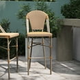 thumbnail image 6 of Emma + Oliver Set of Two Indoor/Outdoor 26" High Stacking Bistro Bar Stool with White/Natural Patterned Seat & Light Natural Metal Frame, 6 of 12
