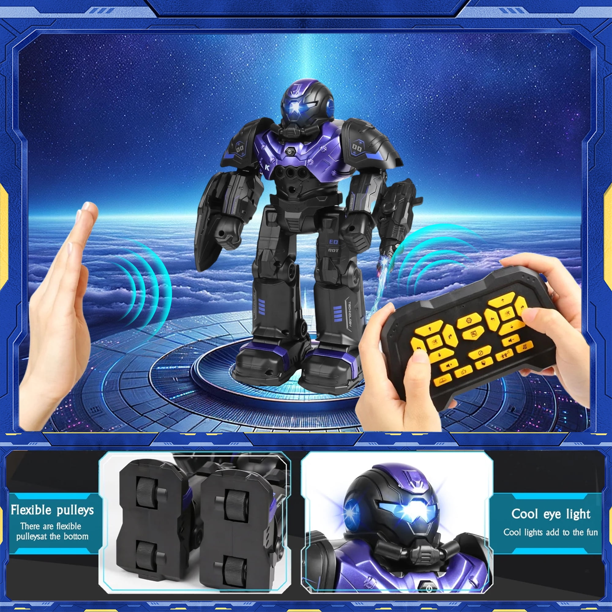 JUGAAD LIFE RC Robot Toys for Kids, Smart Remote Control Robot with Talking, Singing, Dancing, Programmable Interactive Gesture Sensing, Gifts for Boys Girls Age 3 4 5 6 7 8-12 Years Old (Purple)