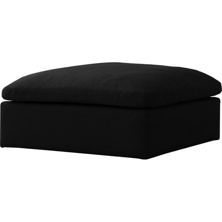 Meridian Furniture Serene Black Linen Fabric Deluxe Modular Ottoman