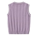 thumbnail image 3 of Boys Cotton V-Neck Sweater Vest Kids Striped Collar School Uniforms, 3 of 8
