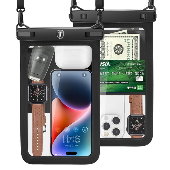 Njjex 2Pcs Large Waterproof Phone Pouch, [Up to 8.5"] Universal IPX8 Waterproof Cell Phone Case Dry Bag for iPhone 14 Pro Max/13/12/11/SE/8,Galaxy S23 Ultra/S22/S21 for Vacation -Black