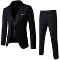 thumbnail image 6 of Clearance! Hontri Men's Slim Fit Business Wedding Party Suit 3 Piece Set Black Xl, 6 of 7