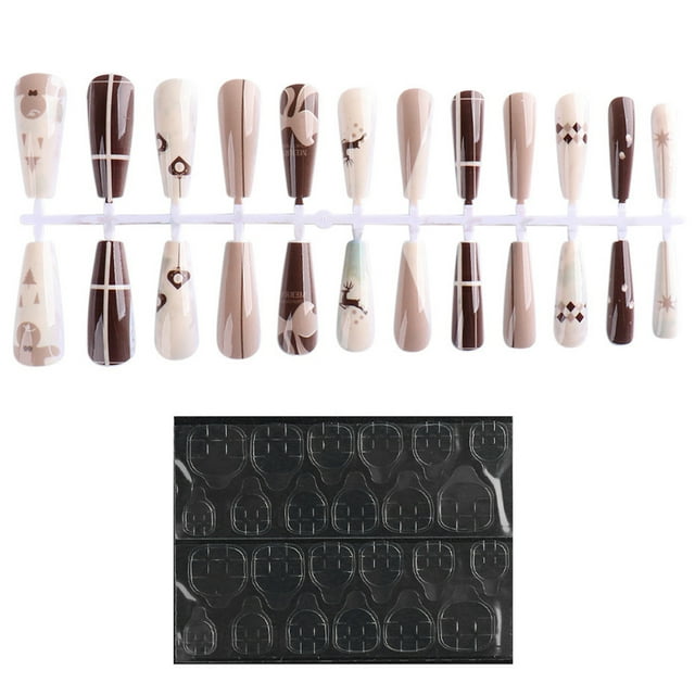 Uñas postizas navideñas, 24 piezas Uñas postizas navideñas Diseño de próxima generación de uñas postizas artificiales