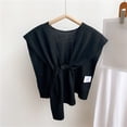 thumbnail image 2 of Lovskoo Sweater Shawl Wraps for Women Trendy Solid Color Knitted Shawl Outwear Spring and Fall Shirt Scarf Cape Shoulder Tops Trendy Wrap Black Free Size, 2 of 3