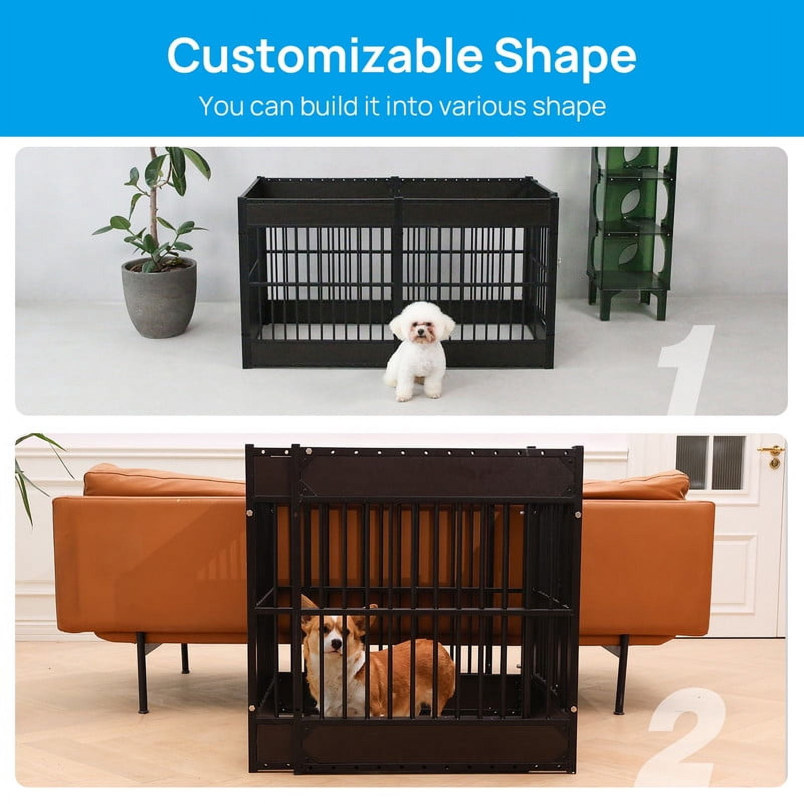 Walnest Dog Playpen,6 Panels Dog Pen,31.5" Height Foldable Dog Fence Exercise Pen with Doors, Furniture Style Pet Puppy Playpen for Indoor and Outdoor Use