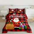 thumbnail image 2 of Homewish Merry Christmas Bedding Comforter Set,Retro Santa Claus Twin Comforter Sets,Red Blacl Checkered Bedding Set For Girl Boy,Luxury Bedroom Decor Reversible,2 Pieces, 2 of 8