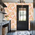 thumbnail image 3 of Boho Peel and Stick Wallpaper 17.7in x 9.8ft Watercolor Floral Pink Orange Flowers Green Leaves Contact Paper Vinyl Self-Adhesive Removable Wall Paper for Bedroom Kitchen Cabinet Renter Friendly, 3 of 8