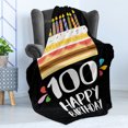thumbnail image 4 of 100th Birthday Soft Flannel Fleece Blanket, Old Legacy 100 Birthday Party Cake Candles on Black Major Milestone Backdrop, Cozy Plush for Indoor and Outdoor Use, 50" x 70", Multicolor, by Ambesonne, 4 of 5