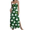 thumbnail image 2 of PNTUTB St. Patrick's Day Women's Casual Fashion Print V Neck Sleeveless Split Hem Loose Comfort Strapless Maxi Dress, 2 of 6