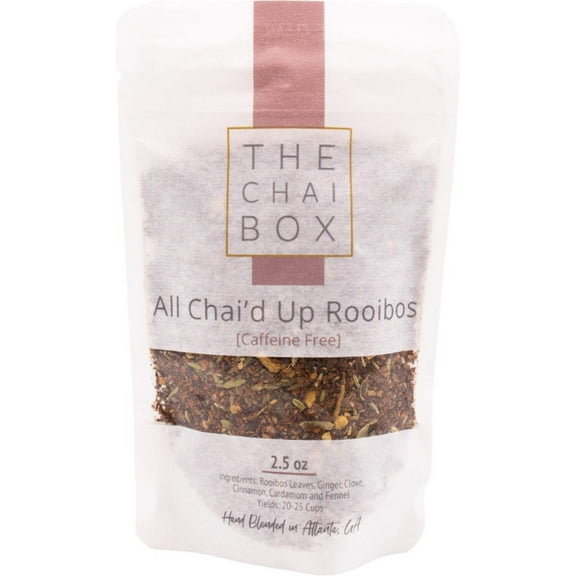 The Chai Box - All Chai'd Up Rooibos - Premium Traditional Chai Tea Decaffeinated - Caffeine Free Rooibos Leaves w/ginger, clove, cinnamon, cardamom, and fennel - 2.5oz