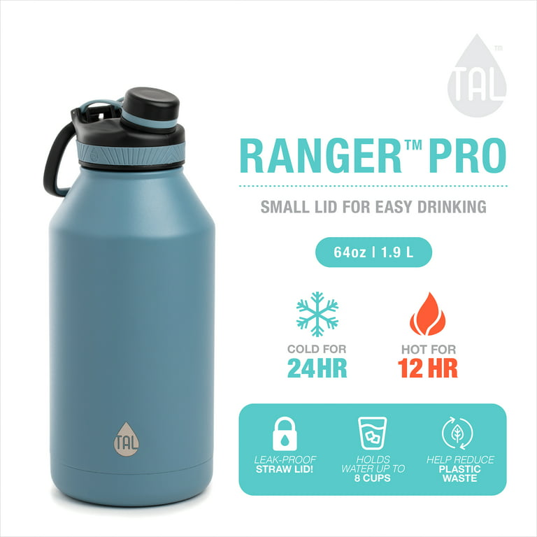 TAL Water Bottle 64oz Insulated Stainless Steel Double Wall Rubber Grip  Wide Lid