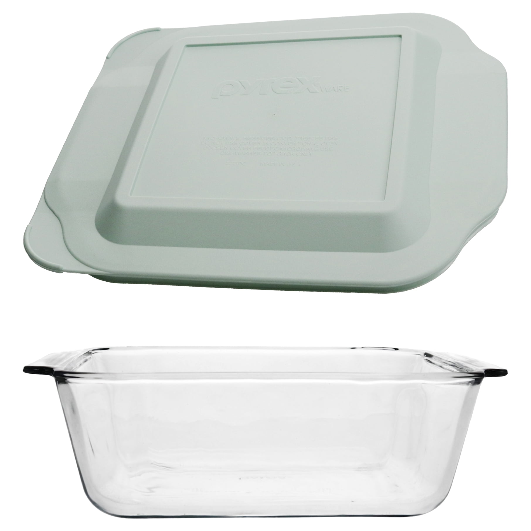 Pyrex 222-D 2.5Qt Deep Glass Baking Dish and 222-PC 2qt Sage Green Lid