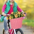thumbnail image 3 of Kids Handlebar Bike Basket Imitation Rattan Hand Woven Basket Stylish for Children Detachable Accessory Pink, 3 of 9
