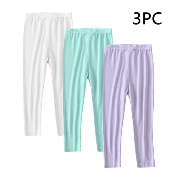 BRGZLK 3 Pack High Waist Thin Leggings for Girl Baby Fall Fashion Solid Color Ankle Length Athletic Yoga Pants Mint Green 6-7 Years