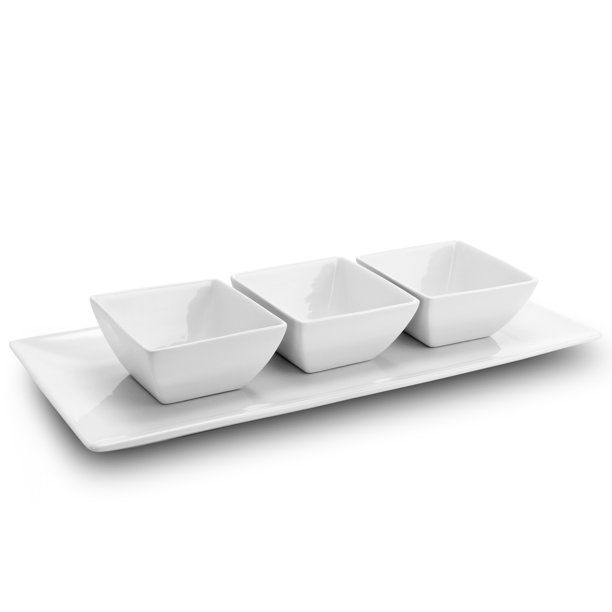 Gibson Elite Gracious Dining 3Piece Tidbit Serving Dish Set with Tray