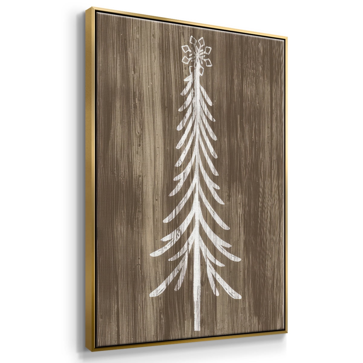 Barnwood Wonderland IX - Framed Gallery Wrapped Holiday Canvas - 25 x 37 - Gold Frame