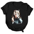 thumbnail image 3 of Women's Dolly Shirts Women Retro Dolly Country Music T‑Shirt, Crew Neck Short Sleeve Vintage Graphic Tee Loose‑Fit Casual Unisex Daily Tops L, 3 of 5