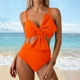 thumbnail image 4 of COMVALUE Womens Bikini Set High Waisted Swimwear Tie Knot High Rise Two Piece Swimsuits Bathing Suits (Orange, L), 4 of 8