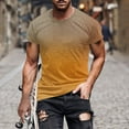 thumbnail image 2 of WREESH Men's Summer Workout T-Shirt Round Neck Short Sleeve with Gradient Print Gold, 2 of 5
