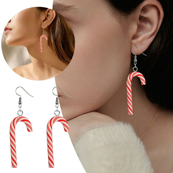 Candy Cane Christmas Earrings: Fun, Colorful Striped Rainbow Candy Drop Earrings, A Stylish Jewelry Gift for Women'S Christmas, New Year'S Party, Or Winter Holidays.