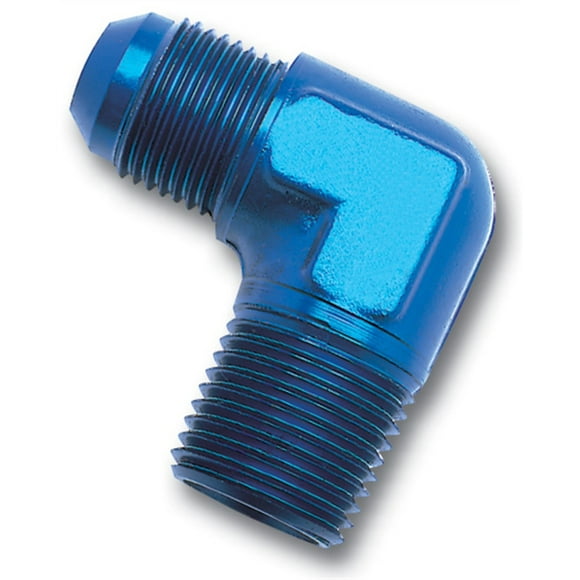 Russell Automotive Adapter Fitting 660880 90 Degree -10 AN To 1/2 Inch NPT; Anodized; Blue; Aluminum; Single