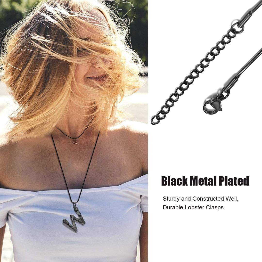 ChainsHouse 1.0mm Thin Black Snake Chain Necklaces for Women Men Silver Lobster Claw 18"-30" Jewelry Gift