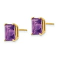 thumbnail image 2 of 14K Yellow Gold 9x7mm Emerald Cut Amethyst Stud Earrings, 2 of 7