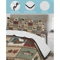 thumbnail image 4 of Quilts Twin Size Bedding Set, Farmhouse Buffalo Plaid Lightweight Quilted Comforter, Beige Cabin Elk Forest Soft Reversible Bedspread Coverlet with Pillow Covers for All Season, 68" x 86", 4 of 7