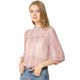 thumbnail image 1 of INSPIRE CHIC Blusa Con Cuello Con Volantes Para Mujer, Blusas Transparentes De Encaje Con Mangas 3/4 Rosa L, 1 of 6